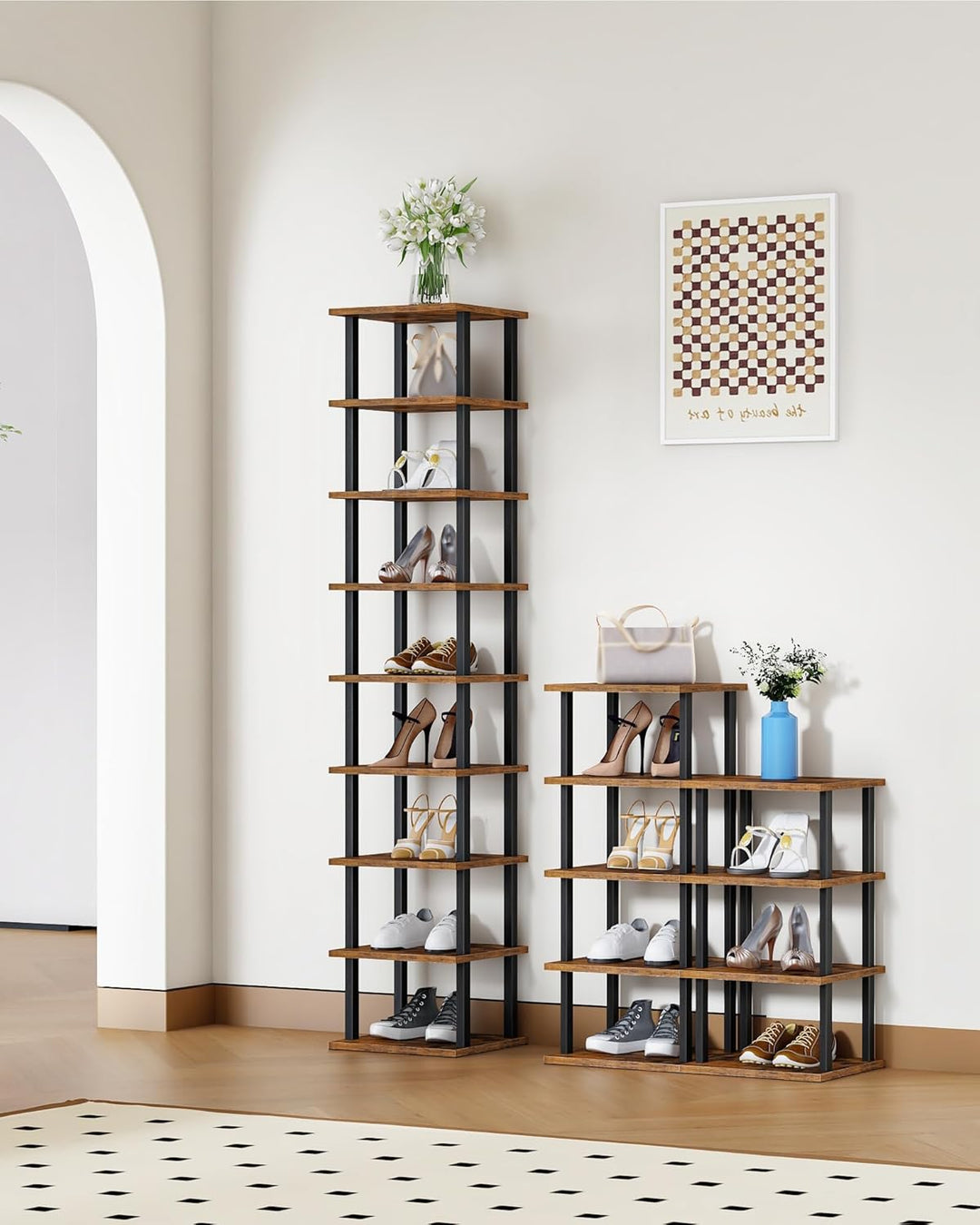 CHOEZON Regal mit 9 Ebenen, Bücherregal, Schmales Schuhregal, DIY-Schuhablage, Schuhaufbewahrung, St