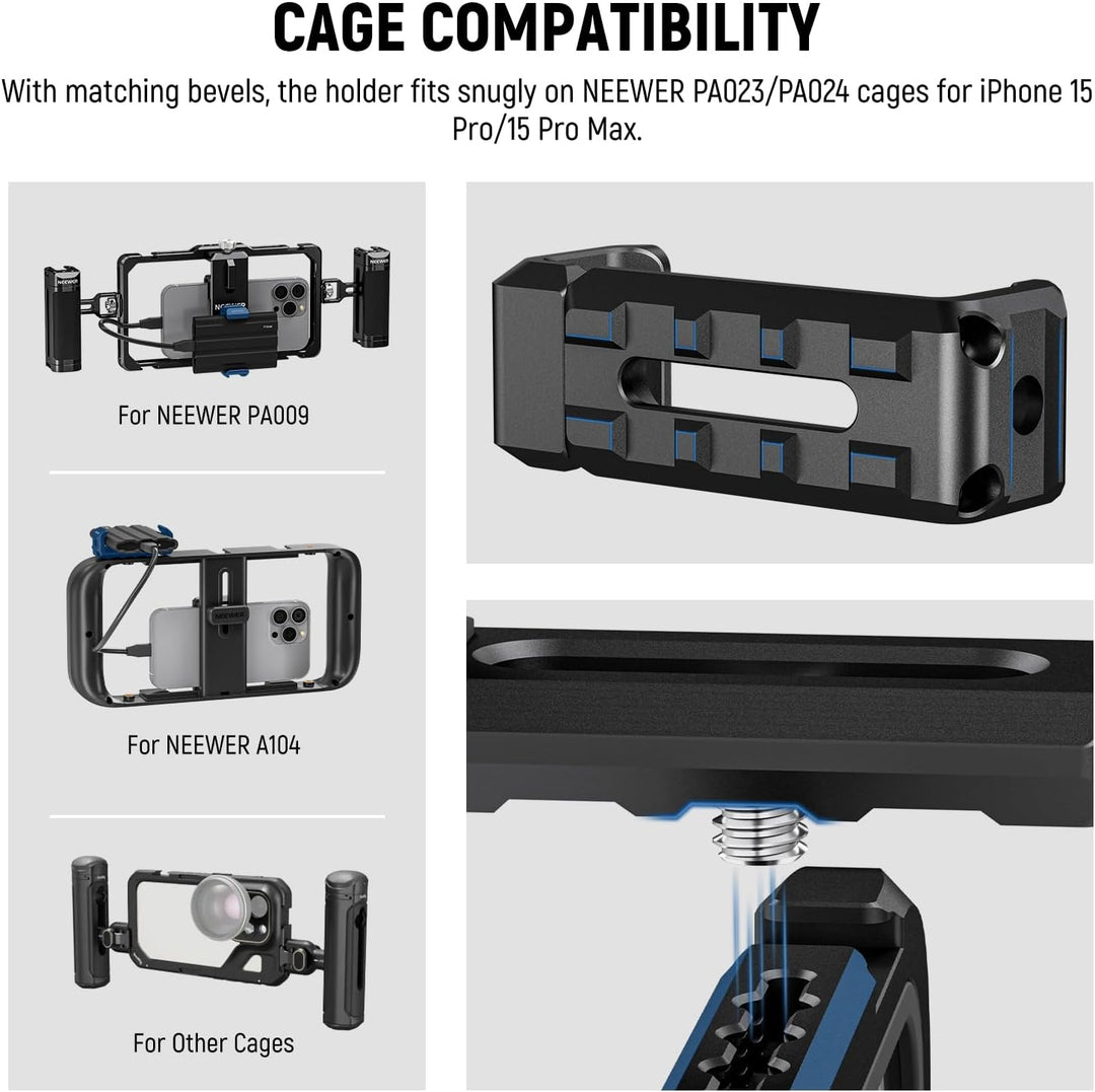 NEEWER T5 T7 T9 SSD Halterung für iPhone 15 Pro Max Handykäfig PA023 PA024, 2,2"-3"/55-75mm SSD Klem