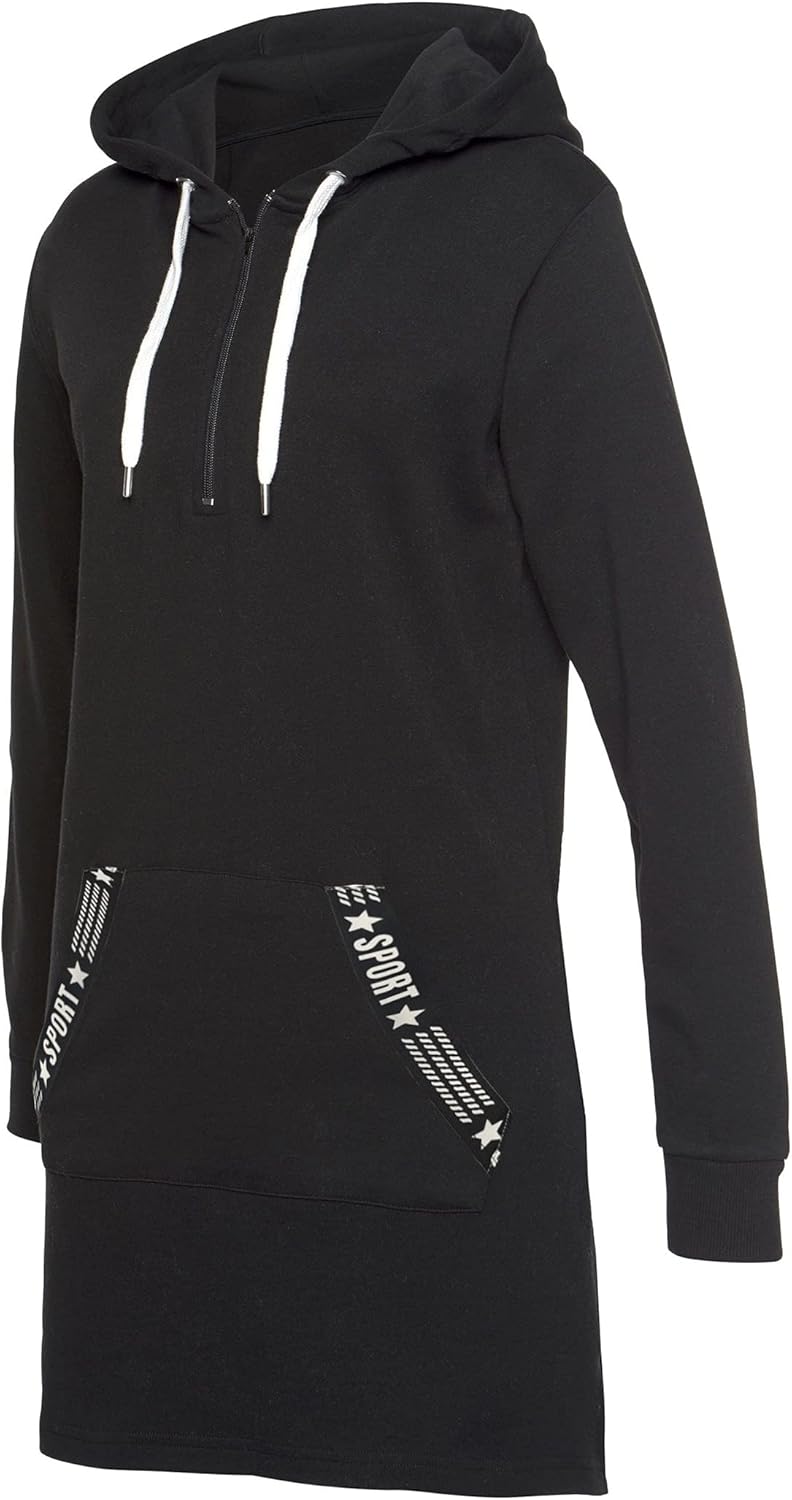 TrendiMax Damen Hoodie Kleid Herbst Langarm Sweatshirts Kapuzenpullover Streetwear Jumper Pullover M