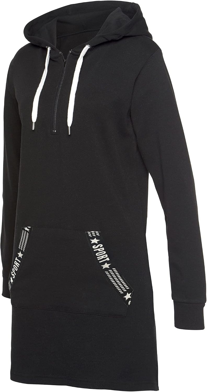 TrendiMax Damen Hoodie Kleid Herbst Langarm Sweatshirts Kapuzenpullover Streetwear Jumper Pullover M
