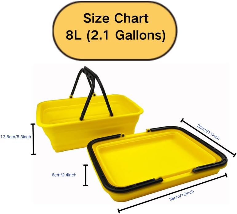 SAMMART 8L Zusammenklappbarer Korb mit Griff – Tragbarer Outdoor-Picknickkorb/Krater – Faltbare Eink