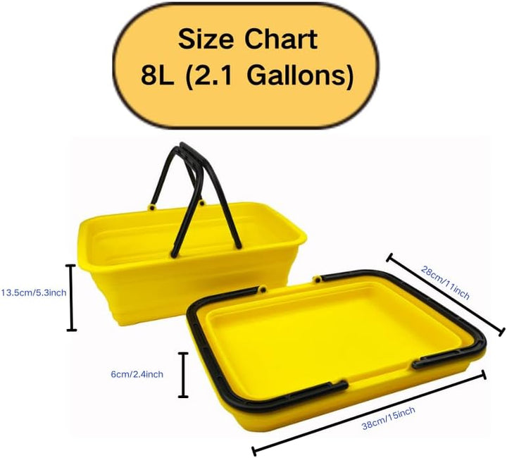 SAMMART 8L Zusammenklappbarer Korb mit Griff – Tragbarer Outdoor-Picknickkorb/Krater – Faltbare Eink