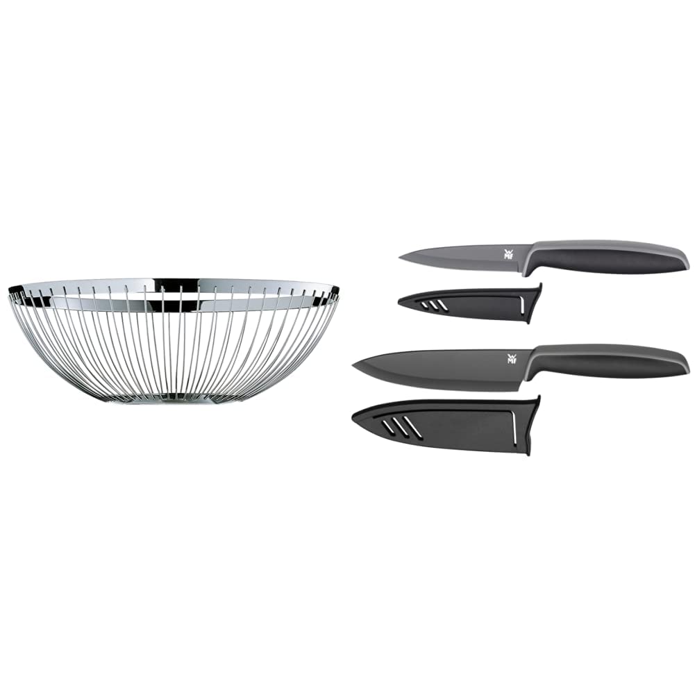 WMF Concept Obstkorb gross 26 cm & Touch Messerset 2-teilig, Küchenmesser mit Schutzhülle, Spezialkl