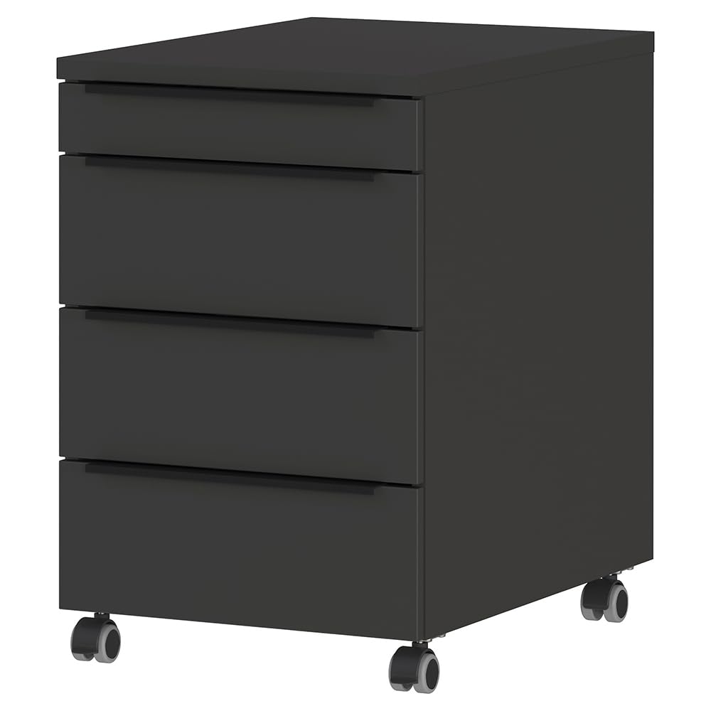 Lomadox Büromöbel Rollcontainer, Graphit, 4 Schubladen, Rollen gebremst