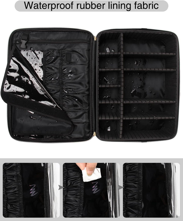 Relavel Extra Grosse Makeup Tasche Leder Reise Makeup Zug Tasche Professionelle Makeup Künstler-Tasc