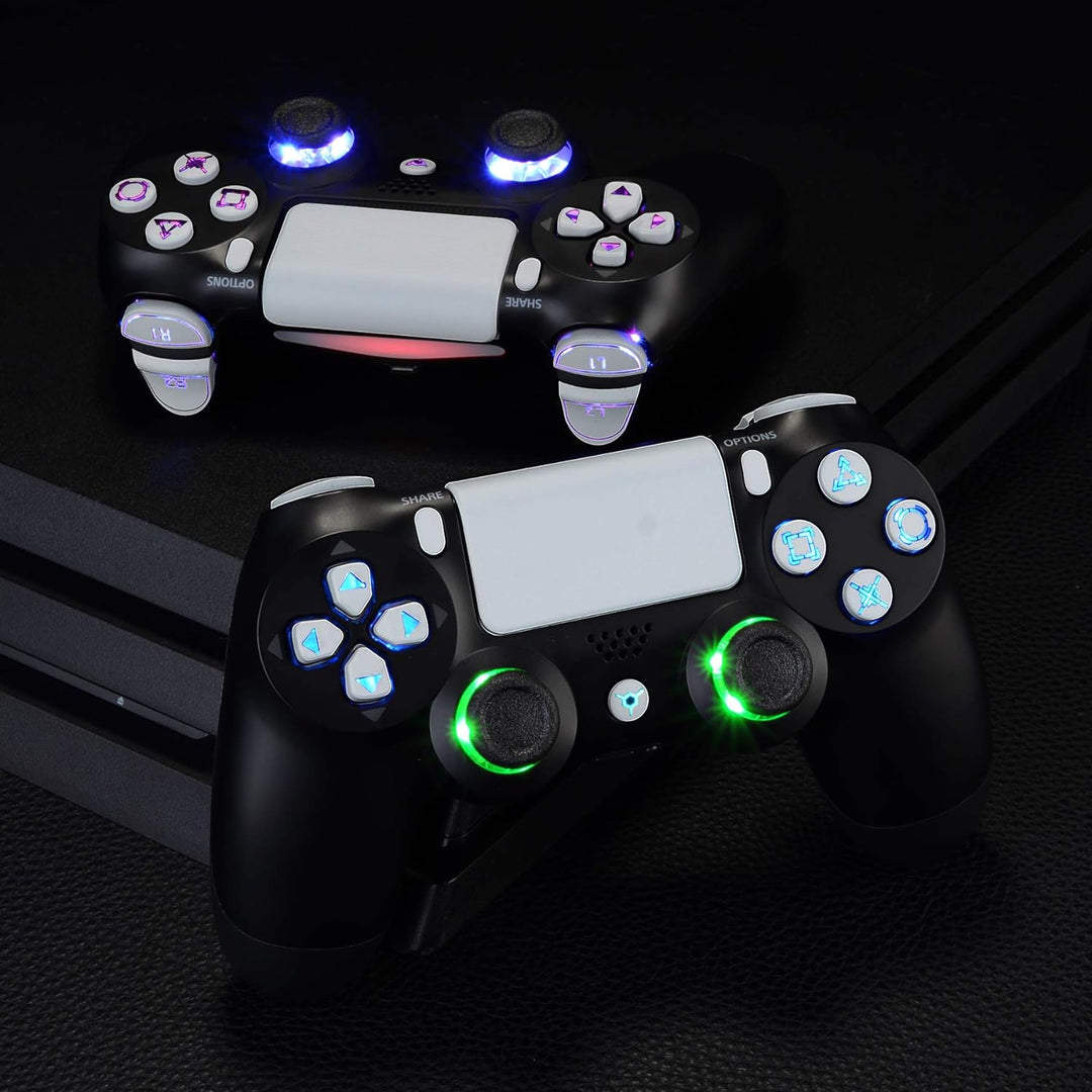 eXtremeRate LED Tasten Kit für ps4, 10 Modi 7 Farben DTF 2.0 Knöpfe D-Pad Trigger Thumbsticks Button