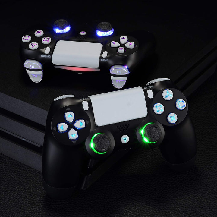 eXtremeRate LED Tasten Kit für ps4, 10 Modi 7 Farben DTF 2.0 Knöpfe D-Pad Trigger Thumbsticks Button