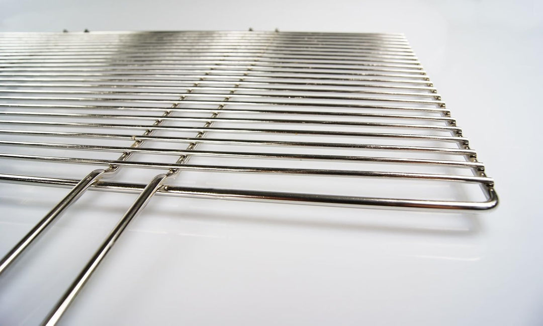 Edelstahl Grillrost 54 x 34 cm mit festen Handgriffen/nur 10 mm Lichter Stababstand ! für Grillkamin