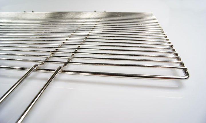 Edelstahl Grillrost 54 x 34 cm mit festen Handgriffen/nur 10 mm Lichter Stababstand ! für Grillkamin