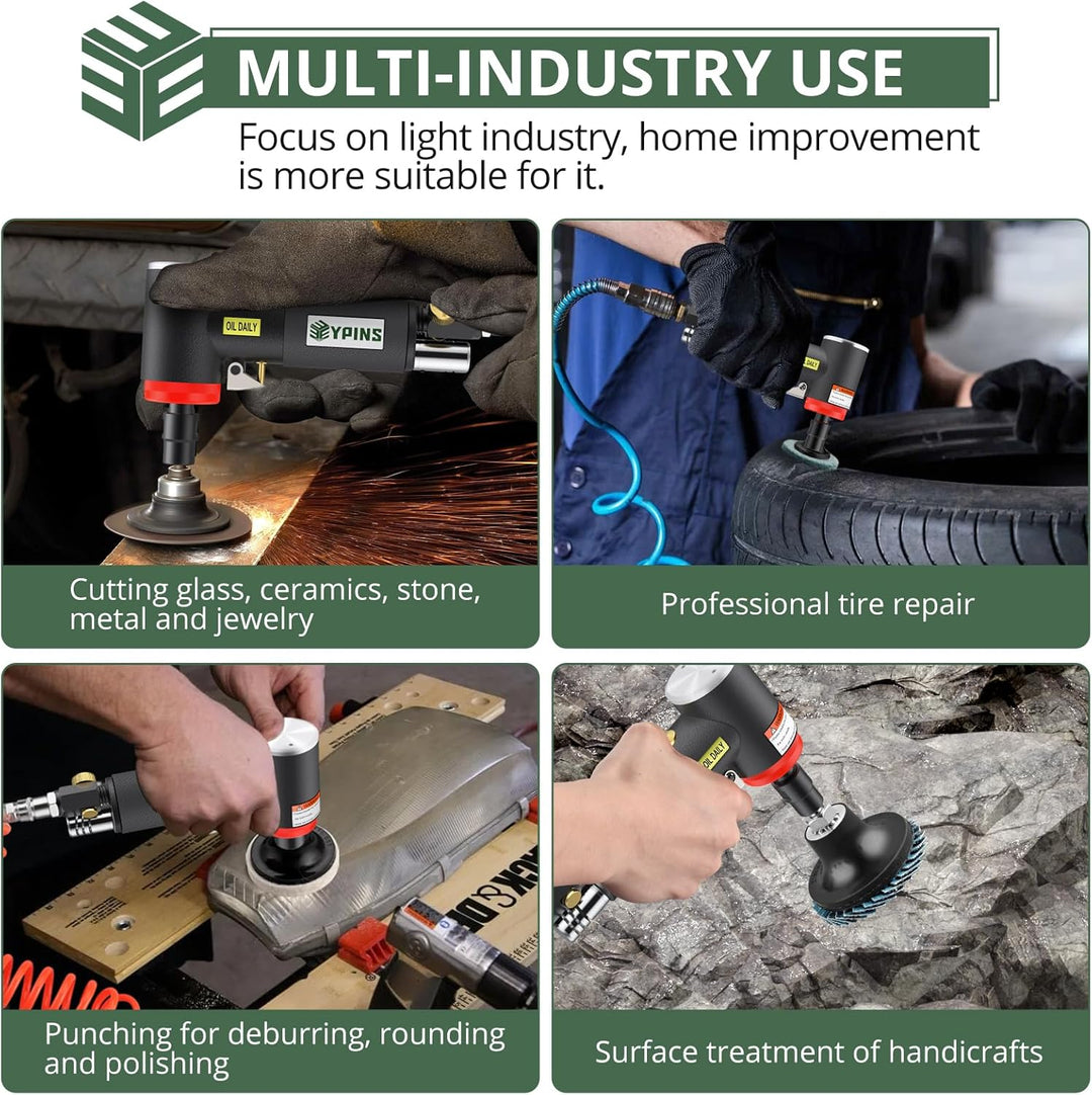 EYPINS Druckluft Winkelschleifer Set 90° Druckluftschleifer+1/4"&1/8" Spannzange, Mini Stabschleifer