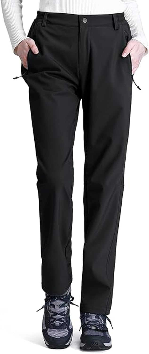 Ambayz Softshellhose Damen Wasserdicht Winddicht Fleece Gefüttert Outdoor Wandern Skihose Isolierend