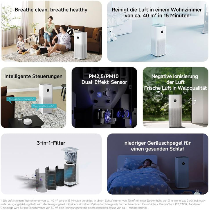 Xiaomi Smart Air Purifier 4 Pro Luftreiniger (beseitigt bis zu 99,97% Tierhaare, Pollen, Staub, Vire