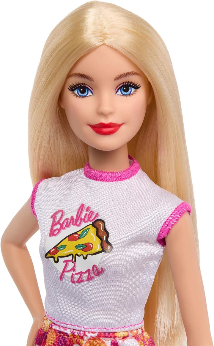 Barbie Pizza Shop Spielset | Blonde Puppe und 25 Zubehörteile inklusive Knete, Pizzabelägen und mehr