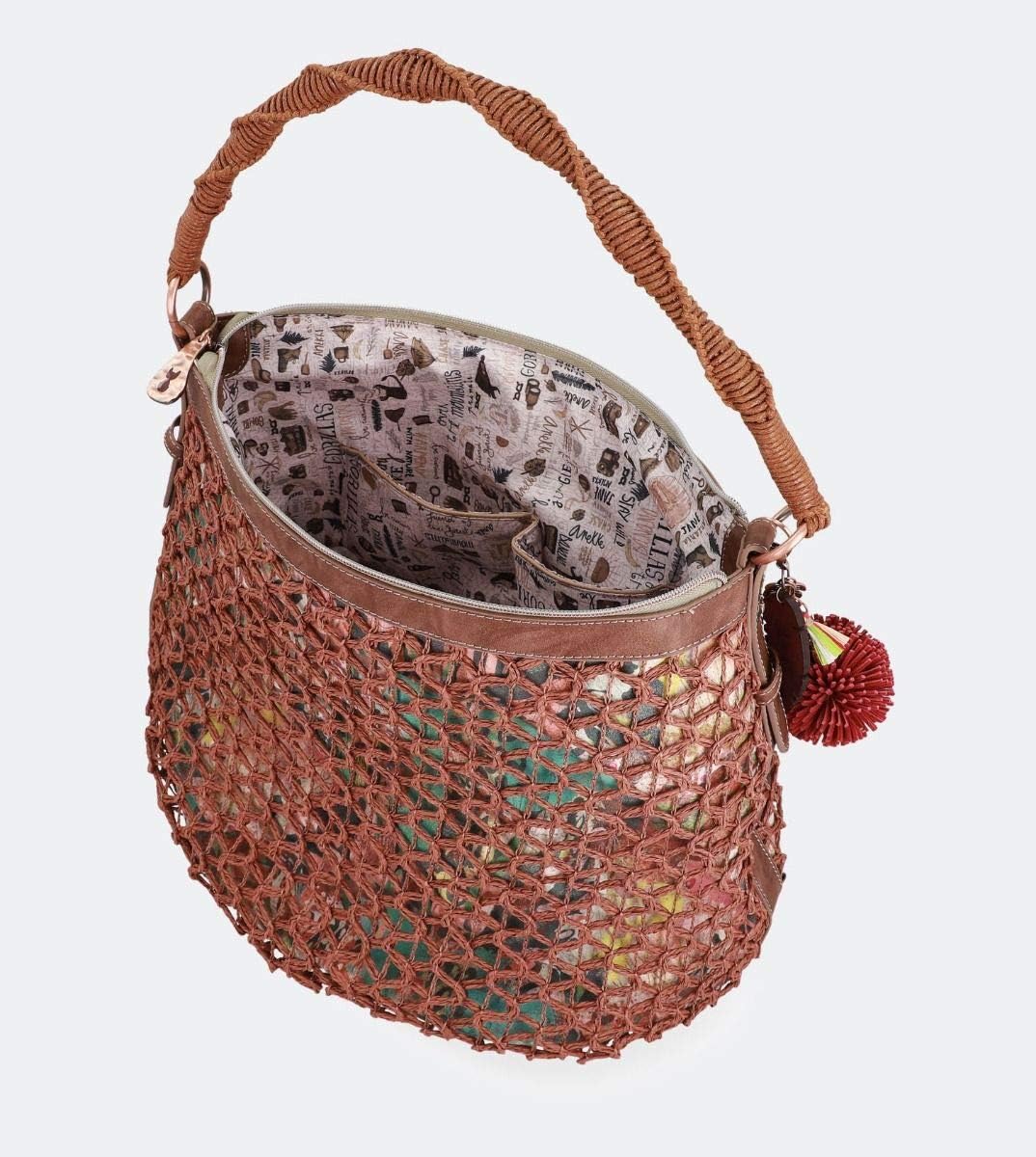 Anekke Umhängetasche, Motiv: Bast, 35 x 10 x 35 cm Fuchsia, Fuchsia