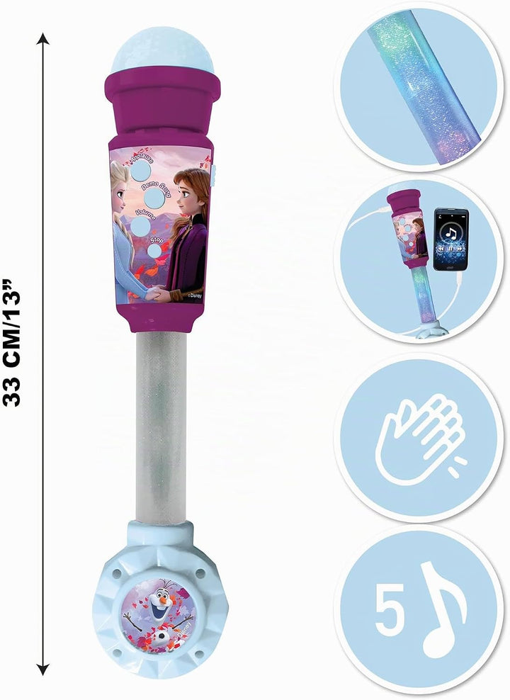 Lexibook Frozen Die Eiskönigin Aufleuchtendes Mikrofon für Kinder, musikalisches Spiel, integrierte