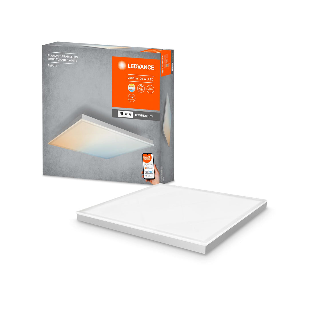 Ledvance Smarte LED Deckenleuchte, Panel für Innen mit WiFi Technologie, Lichtfarbe änderbar (3000K-