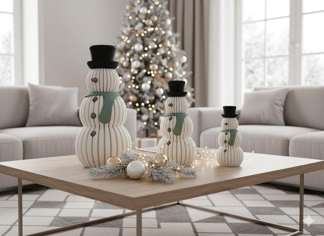 Schneemann Deko Figuren 3er Set - Moderne Weihnachtsdeko & Winterdeko für Ihr Zuhause | Stilvolle De