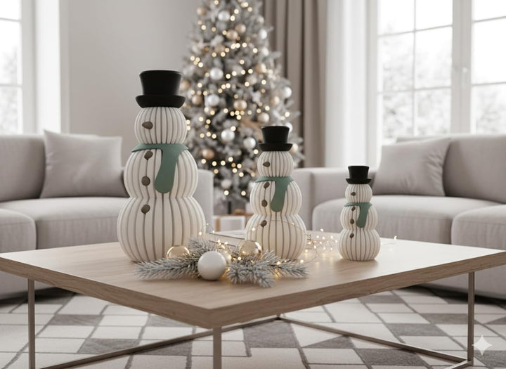 Schneemann Deko Figuren 3er Set - Moderne Weihnachtsdeko & Winterdeko für Ihr Zuhause | Stilvolle De