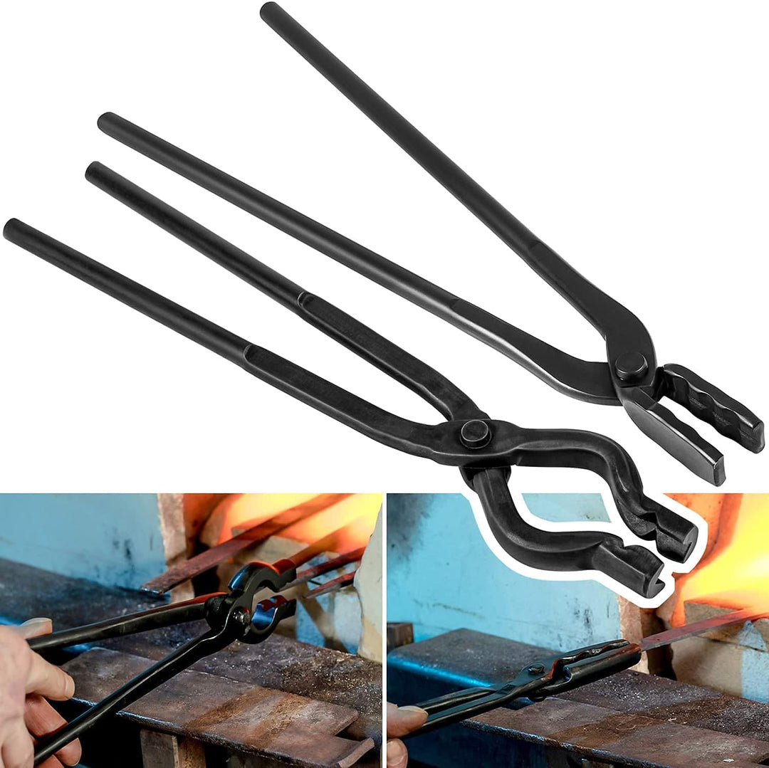 Schmiedzange Schmied Forge Werkzeugset Schmiedwerkzeug Schmied Amboss Werkzeugset，V-Bit-Zange & Wolf