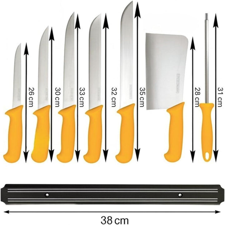 HOOZ Profi Fleischermesser Set 8-teilig mit Magnetstreifen - Scharfe Edelstahlmesser für Fleisch, Fi