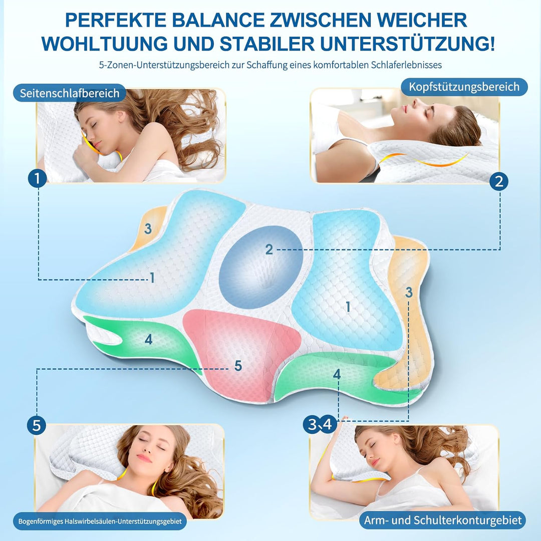 CHxxy Memory Foam Pillows, Cervical Pillow for Neck and Shoulder Pain Relief, Ergonomic Contour Bed