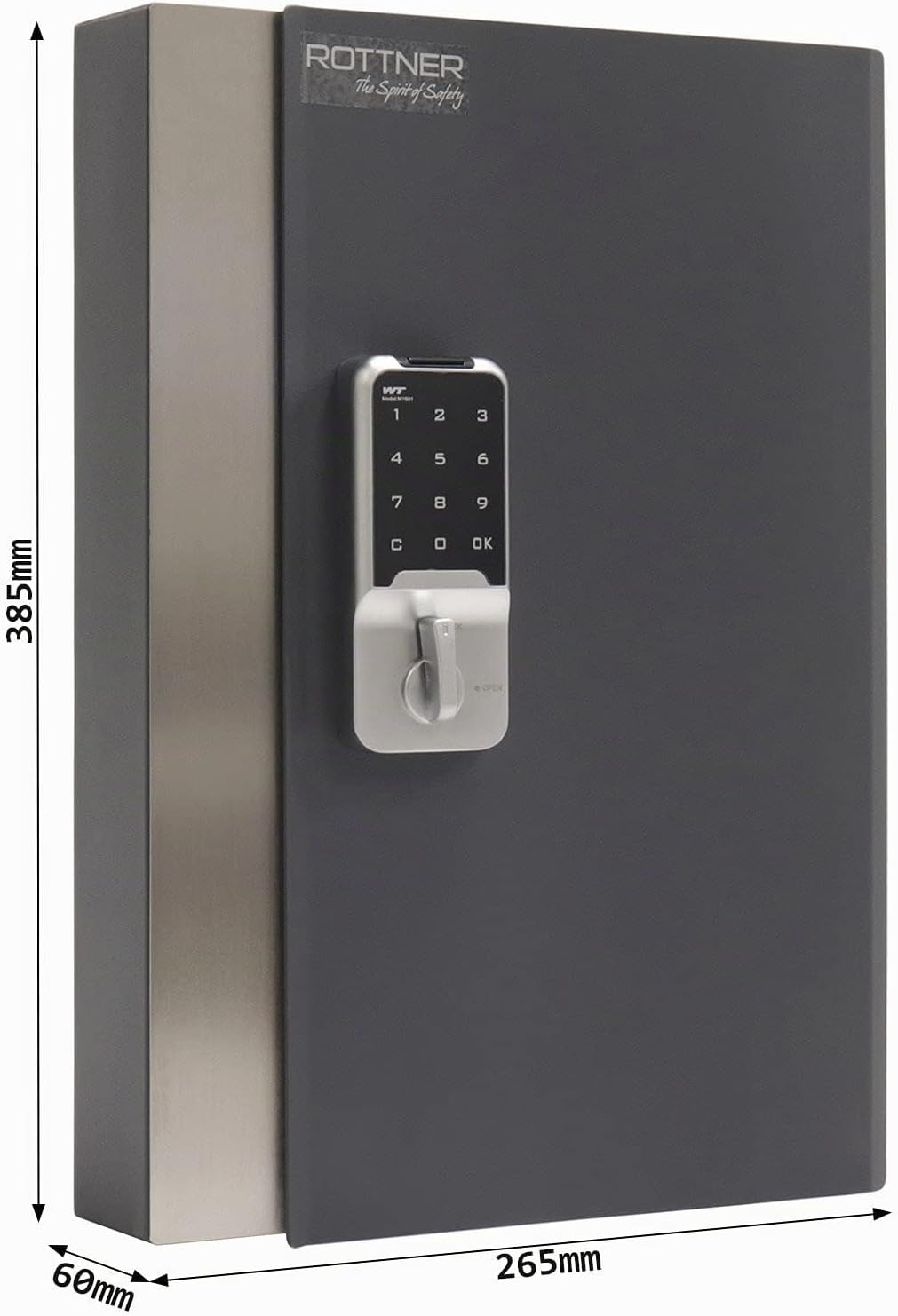 Rottner Schlüsselschrank Key Home 24 Elektronikschloss anthrazit, Klein