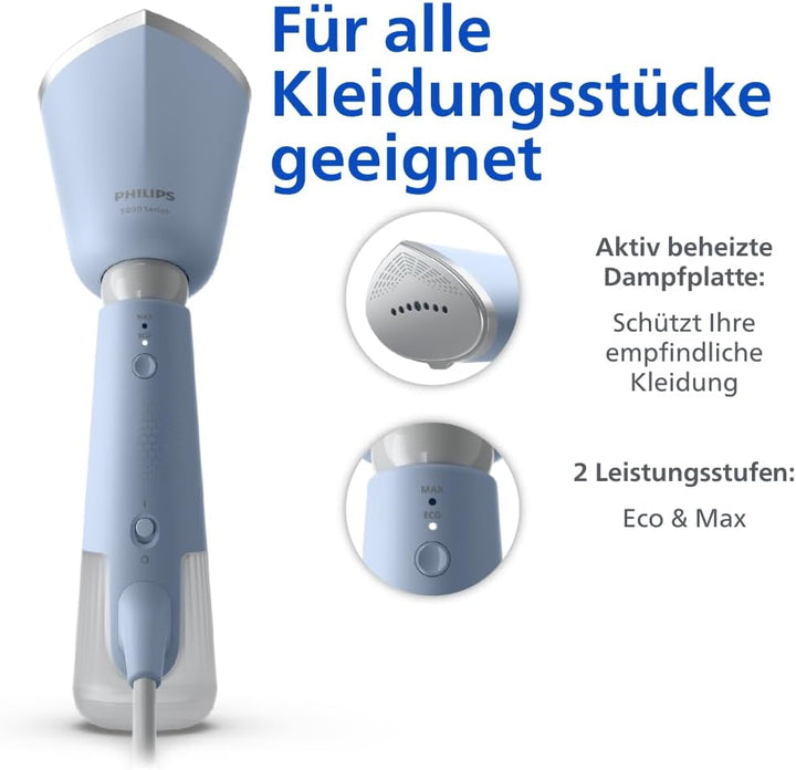 Philips Dampfglätter 5000-Serie - 35 Sekunden Aufheizen, aktiv beheizte Dampfplatte, Eco-Modus, für