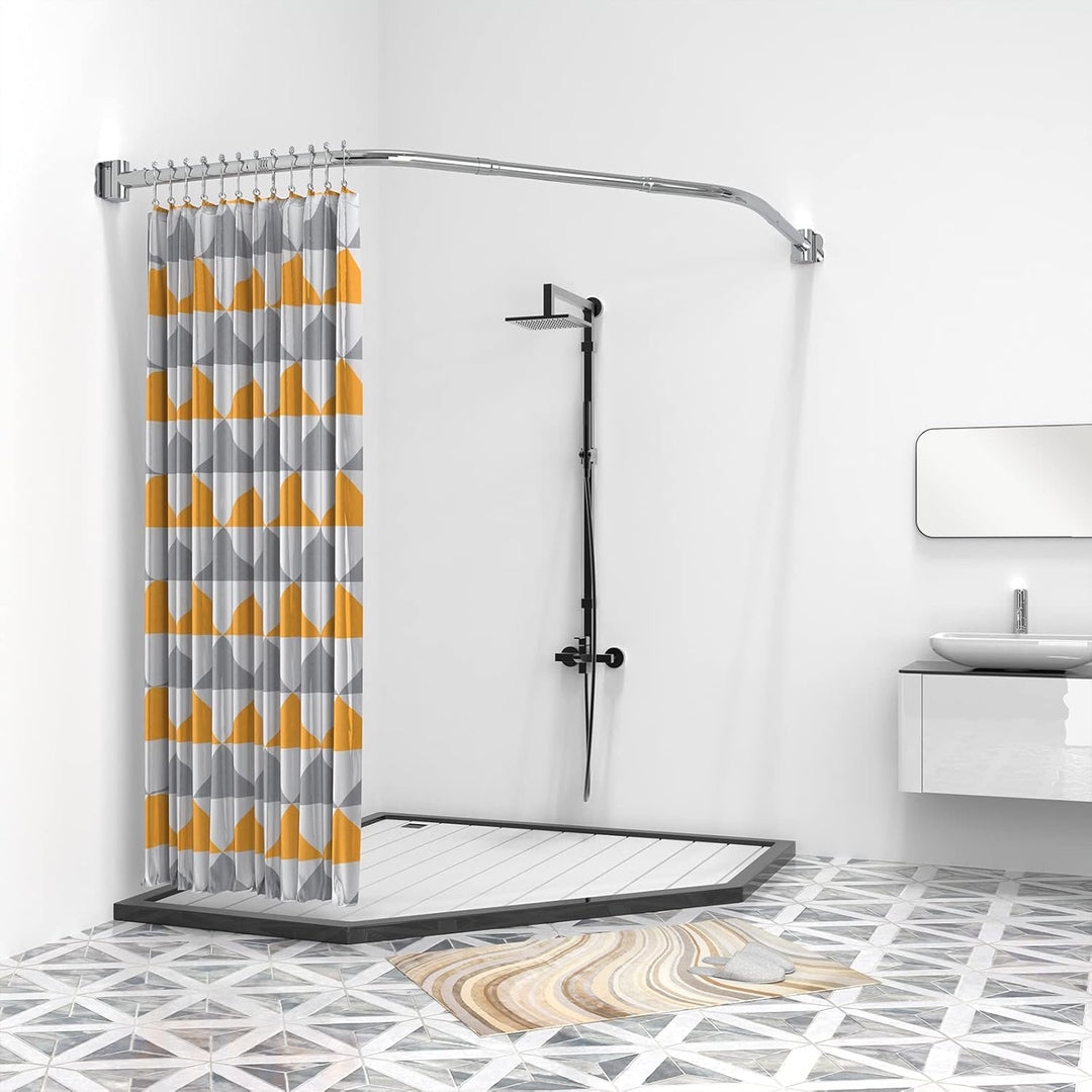 Misounda Duschvorhangstange Trapezförmig, Edelstahl Duschstange für Duschvorhang 70x(45-70) x70 cm m