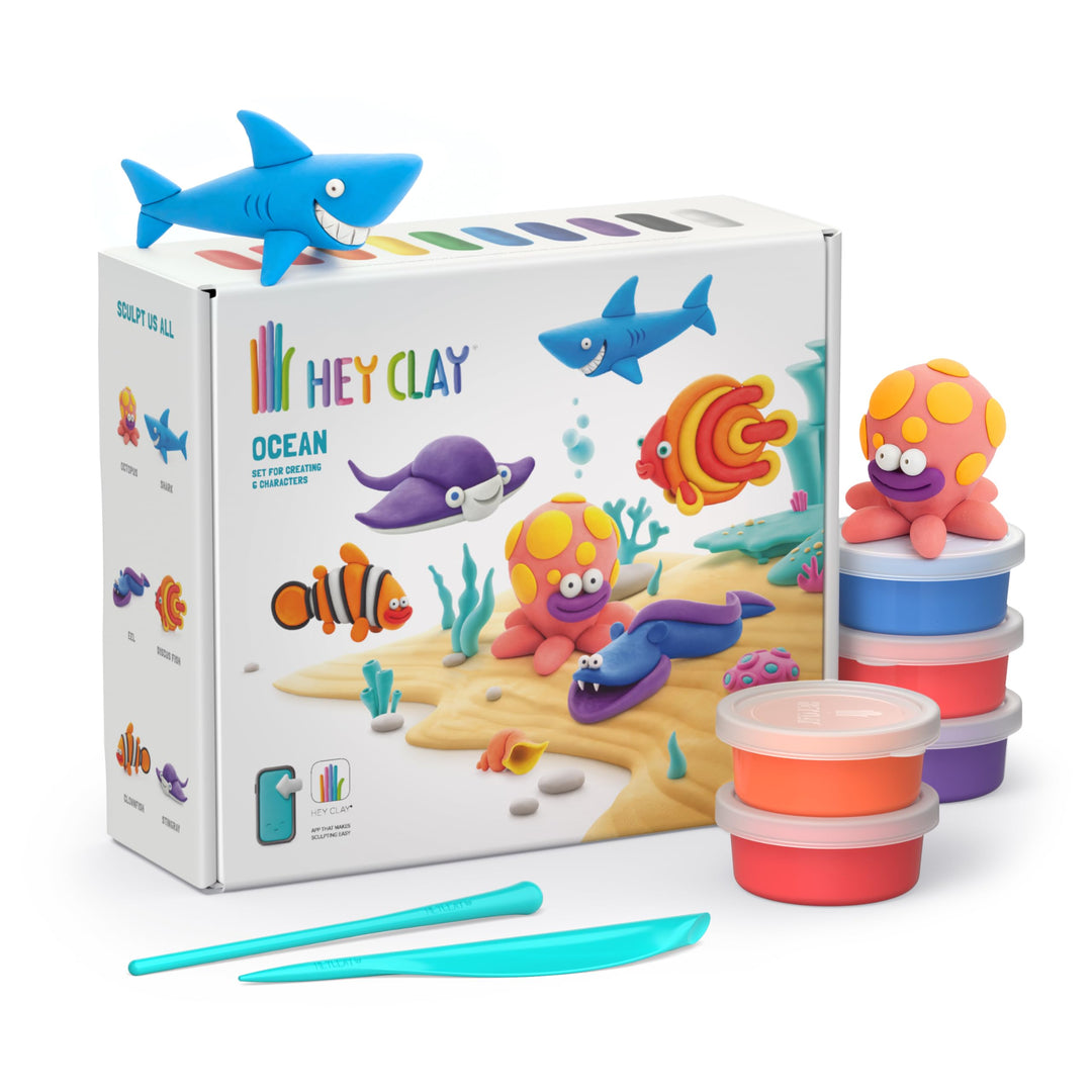 HEY CLAY - 15 Dosen lufttrocknende Knete für Kinder ab 3 Jahren - Kreatives Bastelset - Modelliermas