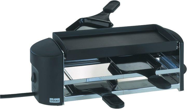 Stöckli Grill Cheeseboard Twin, antihaft, beschichteter Grillplatte, 2 Raclettepfännchen spachtel, 0