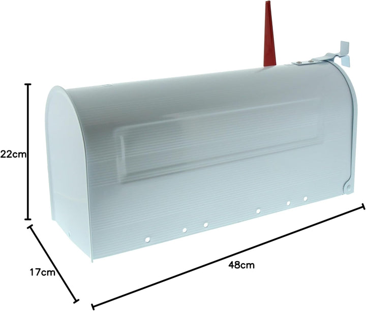 Burg Wächter 91 W U.S. Mailbox mit schwenkbarer Fahne, Stahlblech, Weiss Mailbox Weiss, Mailbox Weis