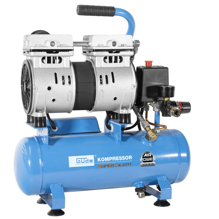 Güde 50133 Kompressor Airpower 105/8/6 SILENT (550W mit Direktgetrieben, 6l Kesselinhalt, ölfrei, Le