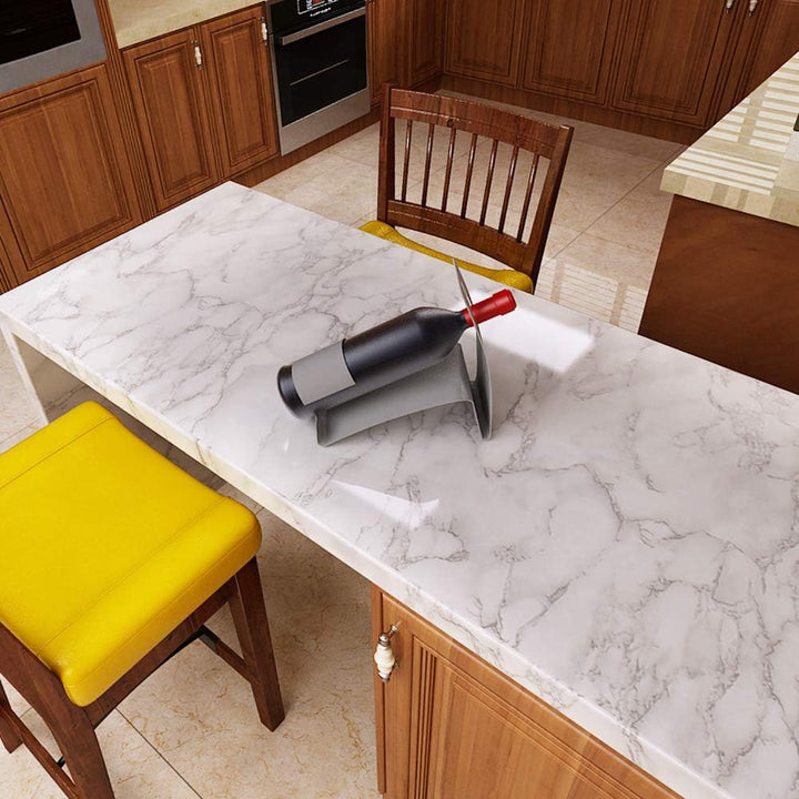 Livelynine 5M X 60 CM Breit Marmor Folie Grau Klebefolie Tisch Möbel Mamorfolie Selbstklebende Folie