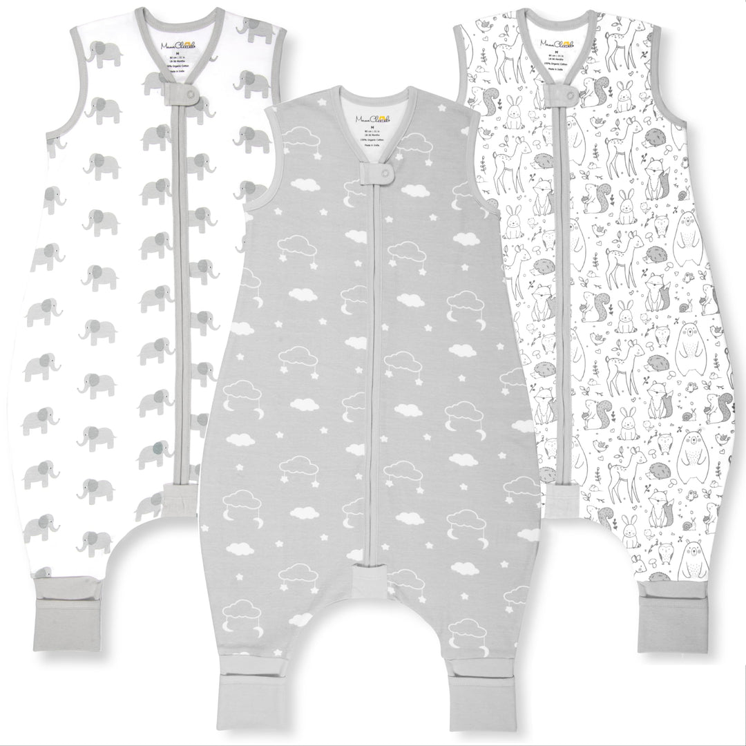 Mama Cheetah Baby Schlafsack mit Füsse 0.5 TOG, Sommerschlafsack, Bio-Baumwolle Baby Schlafsäcke ohn