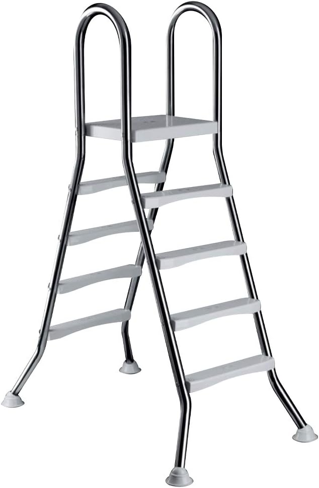 well2wellness® Hochwertige Edelstahl Hochbeckenleiter V2A, 43mm Holm, 4+4 Stufen Holm 4+4, Holm 4+4