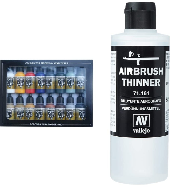 Acrylicos Vallejo 071178 Modellbausatz, verschieden & Vallejo Air Sprühlackverdünner, 200 ml Modellb