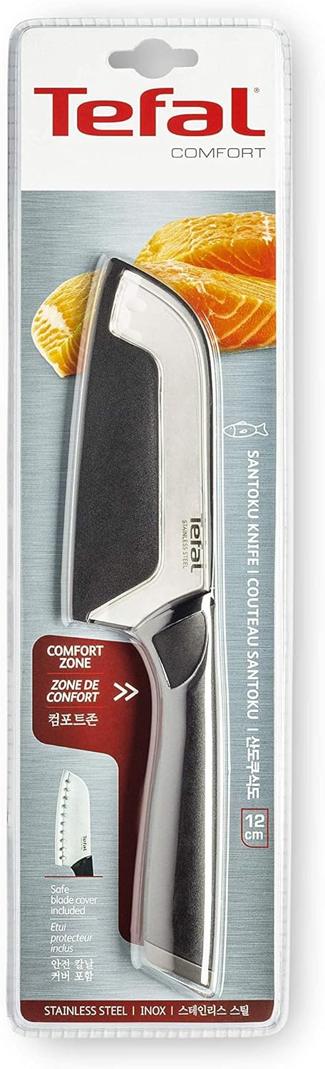 Tefal K2213614 Santoku Comfort, Rostfreier Edelstahl, 5.3 cubic_centimeters, Schwarz 12 cm Santokume