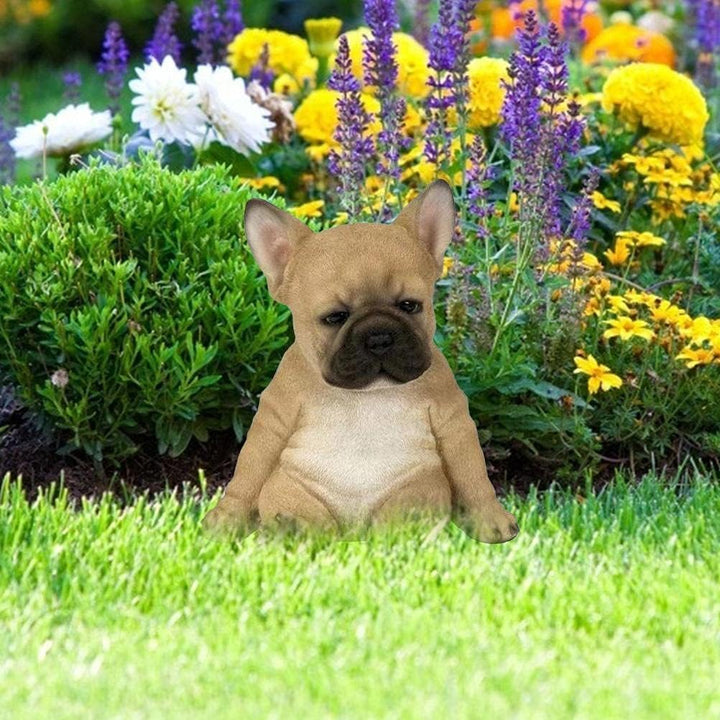 Französische Bulldogge Welpen Statue, Harz Rasen Skulptur Super süsse Garten Hof Dekor, realistische