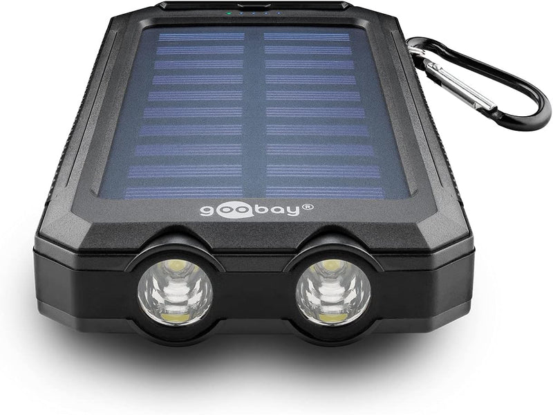 Goobay 49216 Outdoor Powerbank 8.0 (8.000 mAh), für Outdoor-Abenteuer Dank Robusten Design, Solarpan