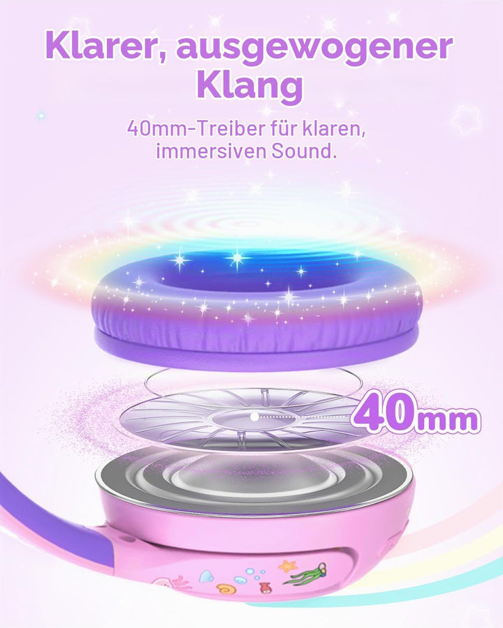 iClever Bluetooth Kopfhörer Kinder, 2+ Jahre alt CPC-Zertifiziert, 75/80dBA Sichere Begrenzte Lautst