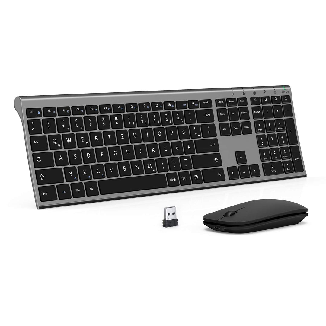 Kabelloses Tastatur Maus Set, seenda KS15F 2.4G Ultraflach Wireless Tastatur und Maus Aufladbar aus