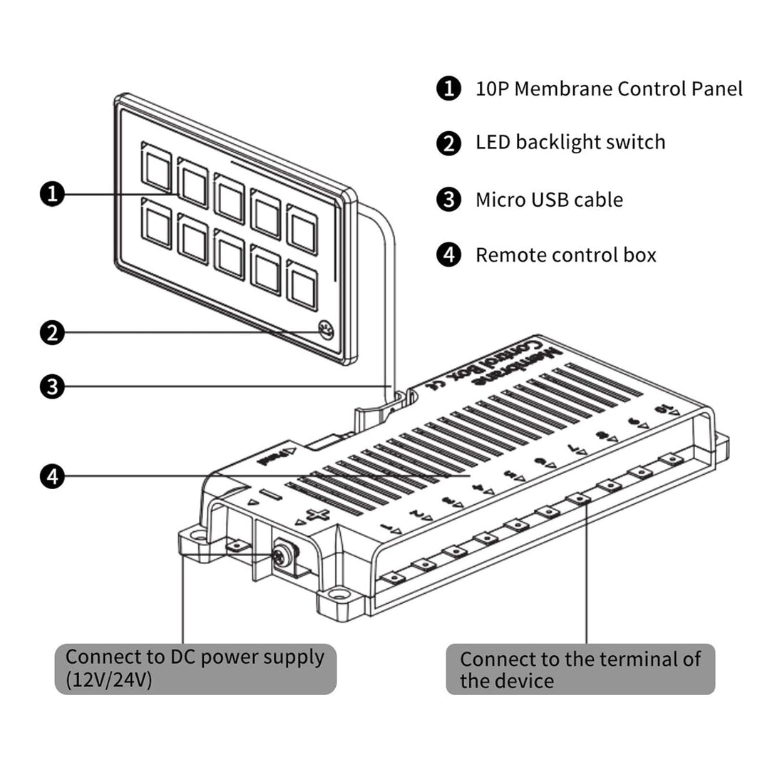 KIMISS Toutch-Schalttafel, 10P-Membransteuerungsschalttafel Bluetooth-APP-Steuerung mit LED-Hintergr
