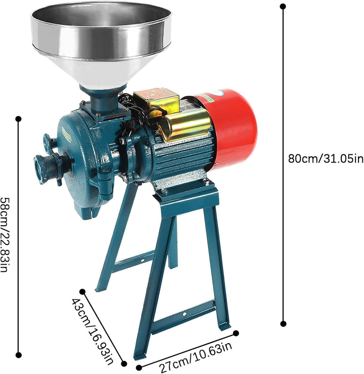 Elektrische Getreidemühle 2200W Professionelle Kornmühle mit Trichter & Drehknopf 1400U/min für Mais