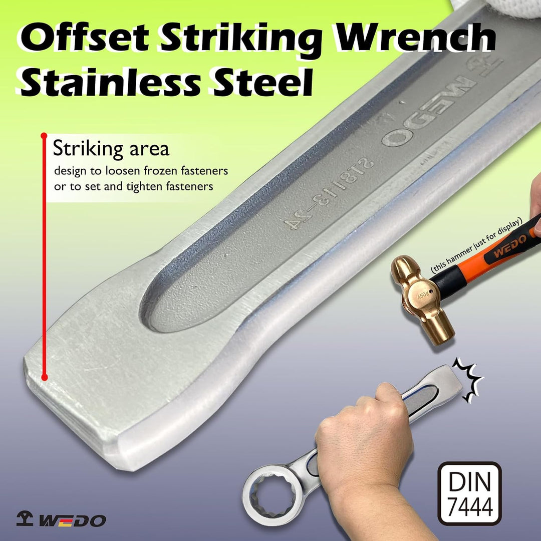 WEDO Edelstahl Schlag-Ringschlüssel,SW 22mm,Länge 155mm,Ringschlüssel,Ringschraubenschlüssel,Schraub