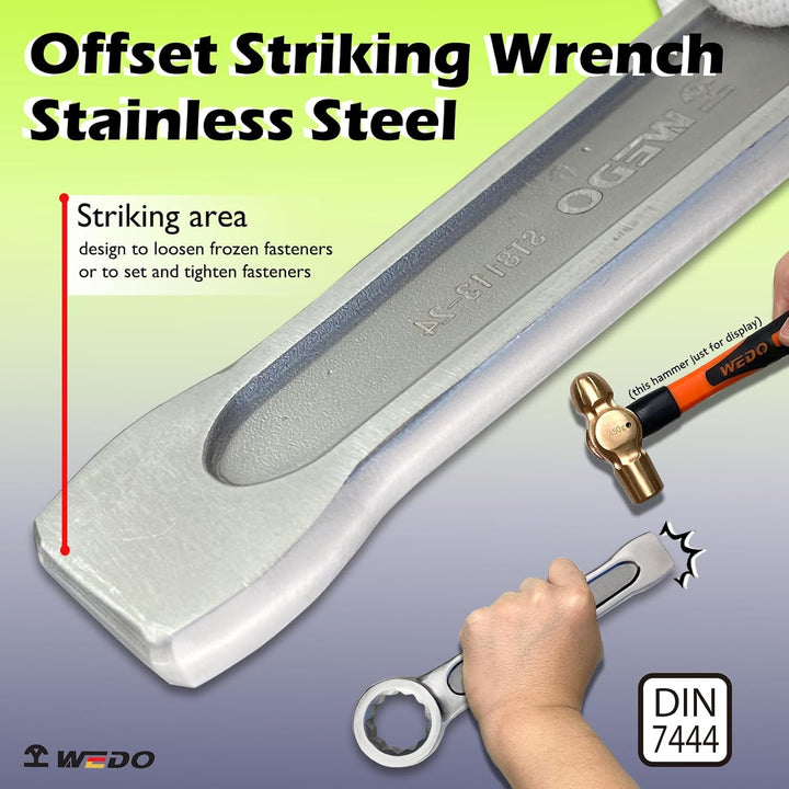 WEDO Edelstahl Schlag-Ringschlüssel,SW 22mm,Länge 155mm,Ringschlüssel,Ringschraubenschlüssel,Schraub