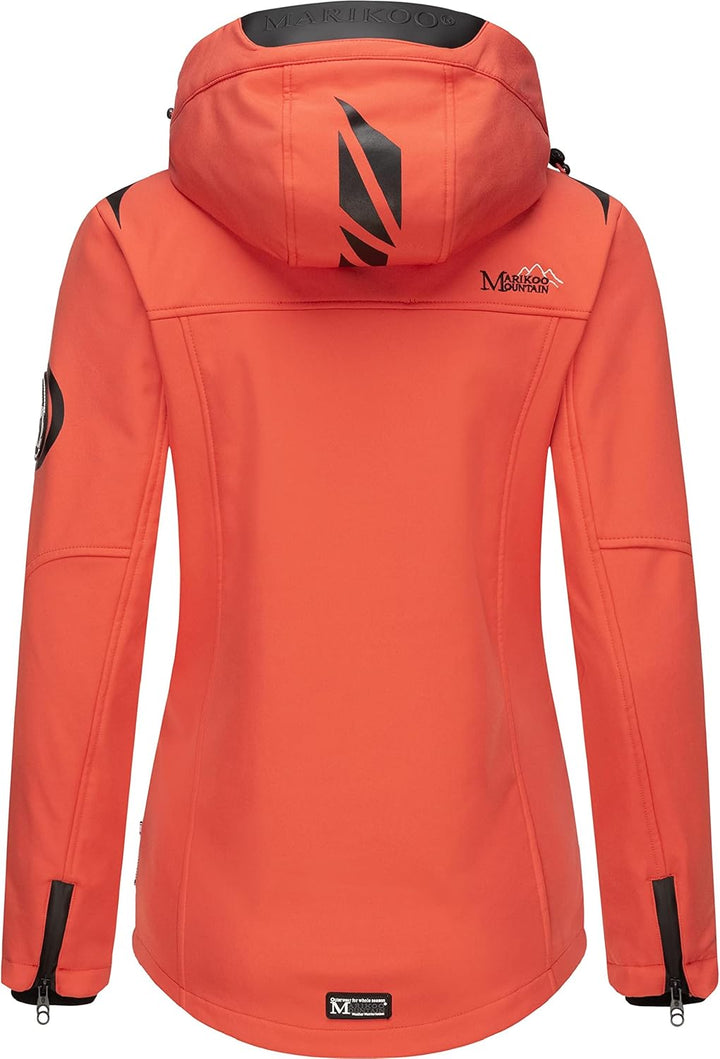 MARIKOO Damen Softshelljacke wasserdichte Funktionsjacke mit Abnehmbarer Kapuze Mount-Cho-Oyu, Coral