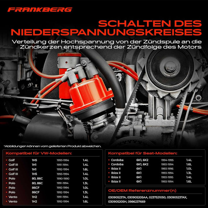 Frankberg Zündverteiler Verteiler Kappe Kompatibel mit Cordoba 1993-1995 Ibiza II 1993-1996 V.e.n.t.