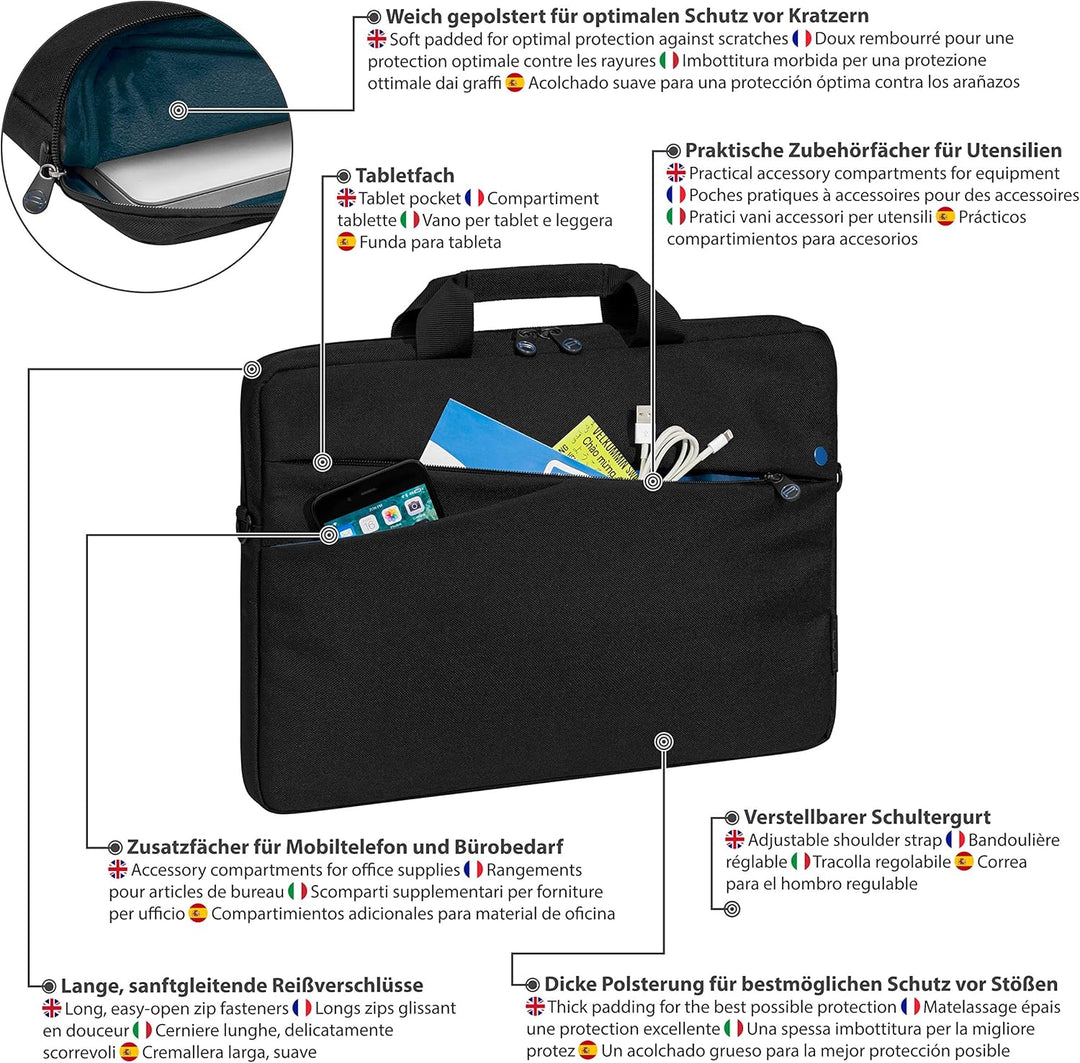 PEDEA Laptoptasche "Fashion" Notebook-Tasche bis 17,3 Zoll (43,9 cm) Umhängetasche mit Schultergurt