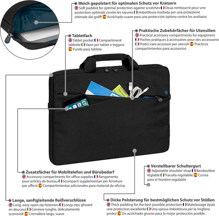 PEDEA Laptoptasche "Fashion" Notebook-Tasche bis 17,3 Zoll (43,9 cm) Umhängetasche mit Schultergurt