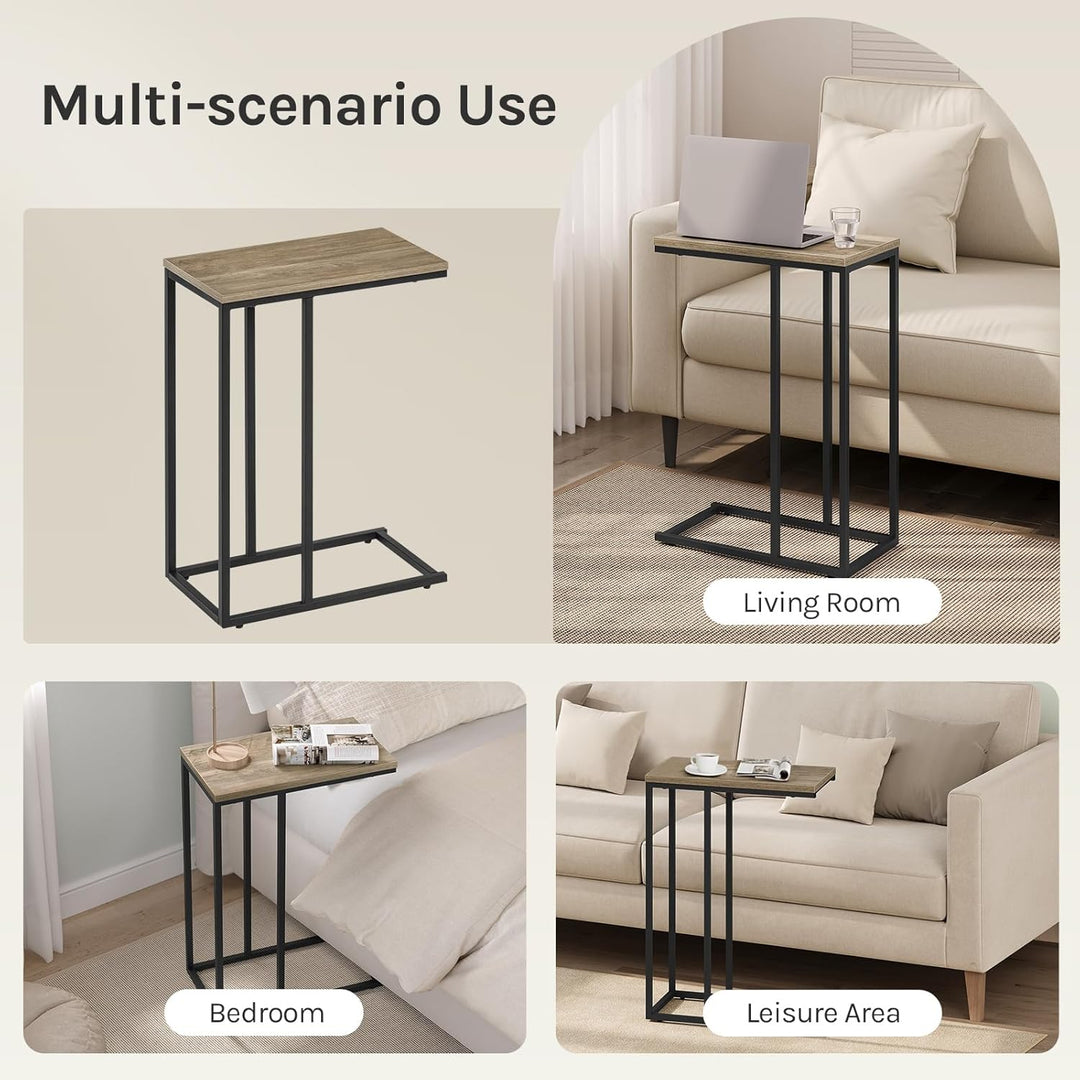 WOLTU Beistelltisch, Couchtisch C Form, Wohnzimmertisch mit Metallgestell, Sofatisch Kaffeetisch, fü